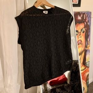 Old Navy Black Lace Front Top